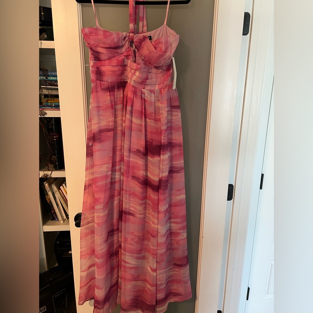 Aqua Strapless Dress in Pink and Purple